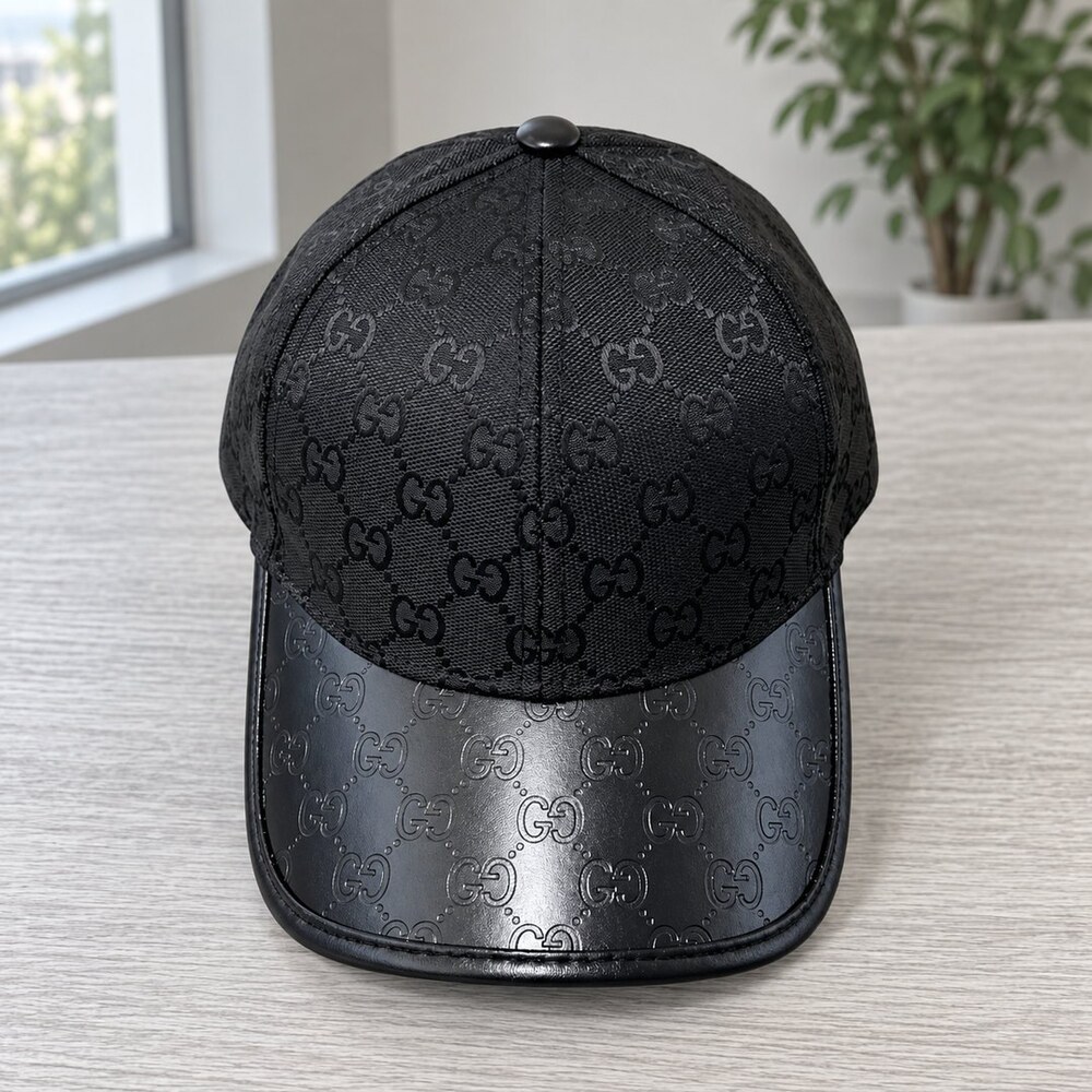 Gucci Black GG Cap with Embossed Brim